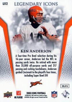 2008 Upper Deck Icons - Legendary Icons Gold #LI12 Ken Anderson Back