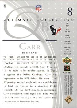 2003 Upper Deck Ultimate Collection #8 David Carr Back