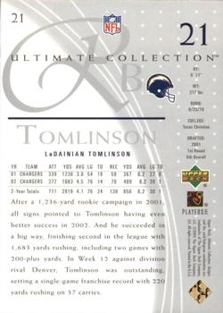 2003 Upper Deck Ultimate Collection #21 LaDainian Tomlinson Back