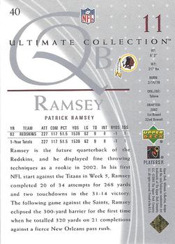 2003 Upper Deck Ultimate Collection #40 Patrick Ramsey Back