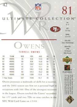 2003 Upper Deck Ultimate Collection #42 Terrell Owens Back