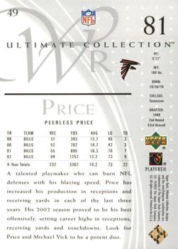 2003 Upper Deck Ultimate Collection #49 Peerless Price Back