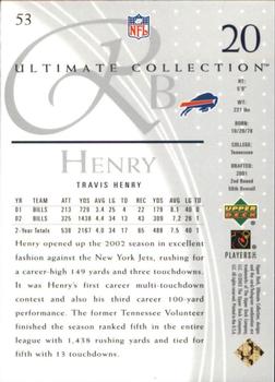 2003 Upper Deck Ultimate Collection #53 Travis Henry Back