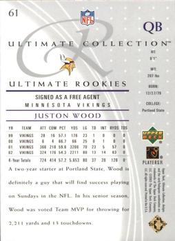 2003 Upper Deck Ultimate Collection #61 Juston Wood Back