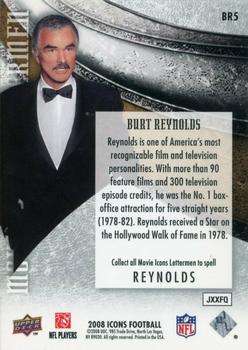 2008 Upper Deck Icons - Movie Icons Lettermen #BR5-2 Burt Reynolds - E Back