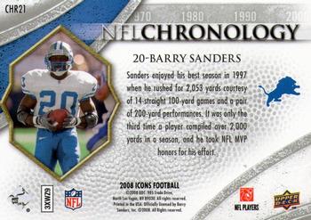 2008 Upper Deck Icons - NFL Chronology Gold #CHR21 Barry Sanders Back
