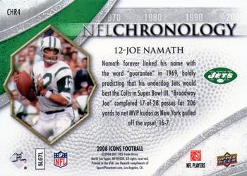 2008 Upper Deck Icons - NFL Chronology Silver #CHR4 Joe Namath Back