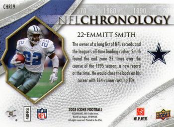 2008 Upper Deck Icons - NFL Chronology Silver #CHR19 Emmitt Smith Back