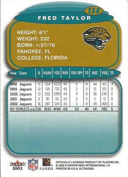 2003 Ultra #138 Fred Taylor Back