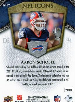 2008 Upper Deck Icons - NFL Icons Blue #NFL2 Aaron Schobel Back