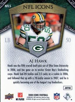 2008 Upper Deck Icons - NFL Icons Blue #NFL5 A.J. Hawk Back
