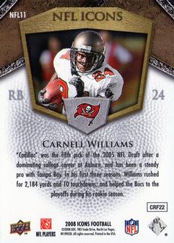 2008 Upper Deck Icons - NFL Icons Blue #NFL11 Carnell Williams Back