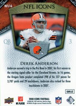 2008 Upper Deck Icons - NFL Icons Blue #NFL16 Derek Anderson Back