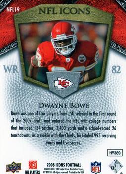 2008 Upper Deck Icons - NFL Icons Blue #NFL19 Dwayne Bowe Back