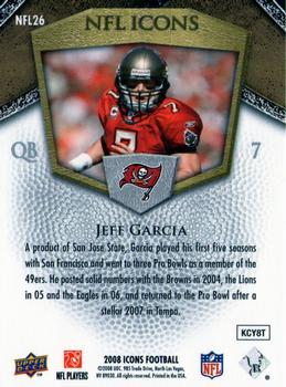 2008 Upper Deck Icons - NFL Icons Blue #NFL26 Jeff Garcia Back