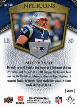 2008 Upper Deck Icons - NFL Icons Blue #NFL38 Mike Vrabel Back