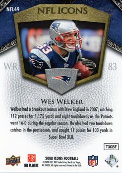 2008 Upper Deck Icons - NFL Icons Blue #NFL49 Wes Welker Back