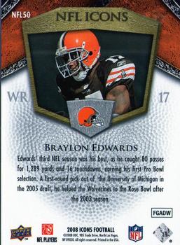 2008 Upper Deck Icons - NFL Icons Blue #NFL50 Braylon Edwards Back