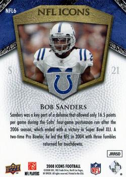 2008 Upper Deck Icons - NFL Icons Gold #NFL6 Bob Sanders Back