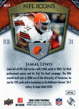 2008 Upper Deck Icons - NFL Icons Gold #NFL9 Jamal Lewis Back