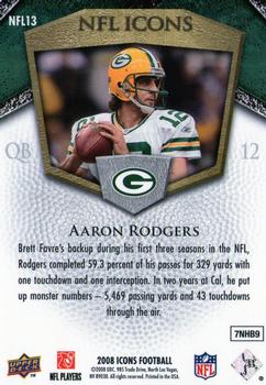 2008 Upper Deck Icons - NFL Icons Gold #NFL13 Aaron Rodgers Back