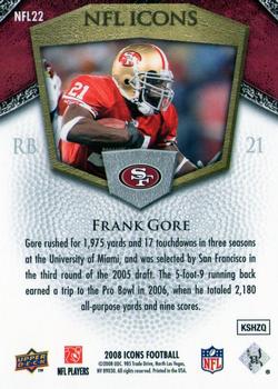 2008 Upper Deck Icons - NFL Icons Gold #NFL22 Frank Gore Back