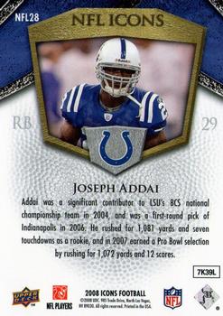 2008 Upper Deck Icons - NFL Icons Gold #NFL28 Joseph Addai Back