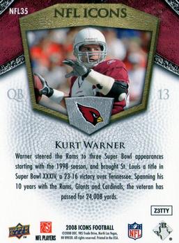 2008 Upper Deck Icons - NFL Icons Gold #NFL35 Kurt Warner Back