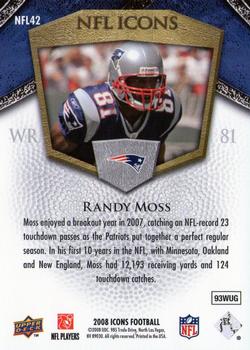 2008 Upper Deck Icons - NFL Icons Gold #NFL42 Randy Moss Back