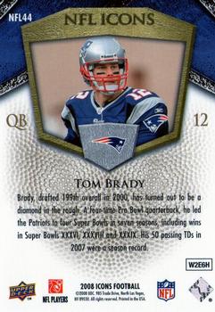 2008 Upper Deck Icons - NFL Icons Gold #NFL44 Tom Brady Back