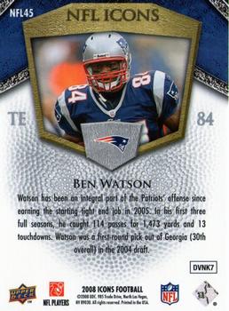 2008 Upper Deck Icons - NFL Icons Gold #NFL45 Ben Watson Back