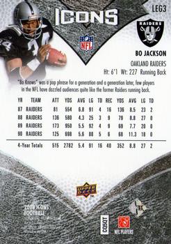 2008 Upper Deck Icons - NFL Legends #LEG3 Bo Jackson Back