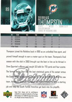 2003 Upper Deck #89 Derrius Thompson Back