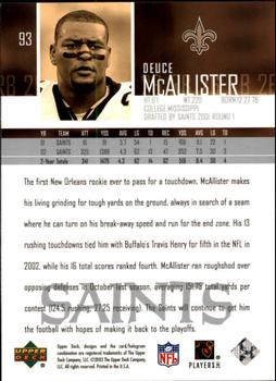 2003 Upper Deck #93 Deuce McAllister Back