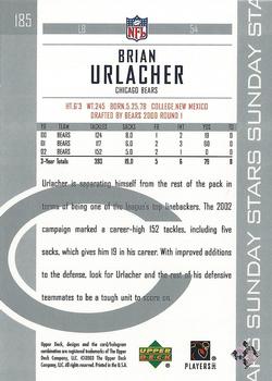 2003 Upper Deck #185 Brian Urlacher Back