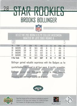 2003 Upper Deck #218 Brooks Bollinger Back