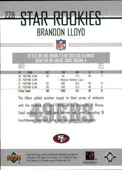 2003 Upper Deck #228 Brandon Lloyd Back