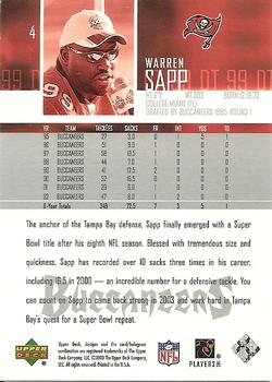 2003 Upper Deck #4 Warren Sapp Back