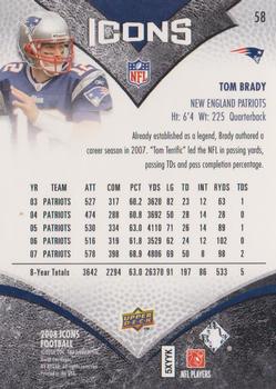 2008 Upper Deck Icons - Silver Foil #58 Tom Brady Back