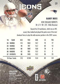 2008 Upper Deck Icons - Silver Foil #59 Randy Moss Back