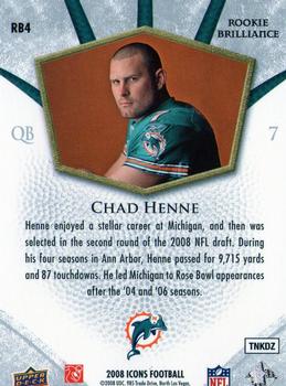 2008 Upper Deck Icons - Rookie Brilliance Gold #RB4 Chad Henne Back