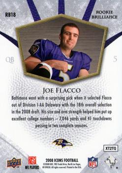 2008 Upper Deck Icons - Rookie Brilliance Gold #RB18 Joe Flacco Back