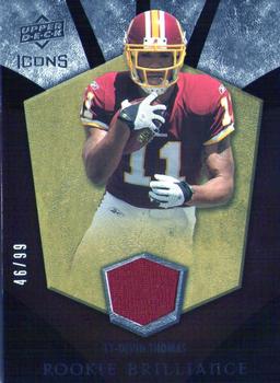 2008 Upper Deck Icons - Rookie Brilliance Jersey Gold #RB7 Devin Thomas Front