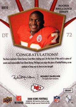 2008 Upper Deck Icons - Rookie Brilliance Jersey Silver #RB10 Glenn Dorsey Back