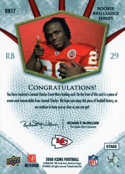 2008 Upper Deck Icons - Rookie Brilliance Jersey Silver #RB17 Jamaal Charles Back