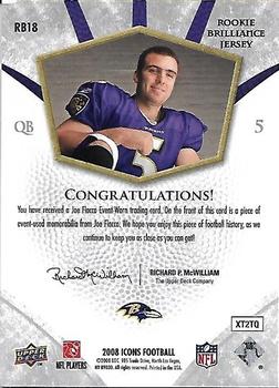 2008 Upper Deck Icons - Rookie Brilliance Jersey Silver #RB18 Joe Flacco Back