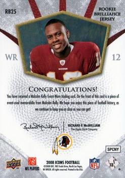 2008 Upper Deck Icons - Rookie Brilliance Jersey Silver #RB25 Malcolm Kelly Back