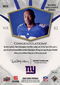 2008 Upper Deck Icons - Rookie Brilliance Jersey Silver #RB26 Mario Manningham Back