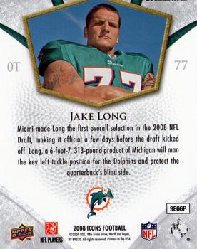 2008 Upper Deck Icons - Rookie Brilliance Silver #RB2 Jake Long Back