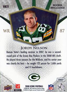2008 Upper Deck Icons - Rookie Brilliance Silver #RB21 Jordy Nelson Back
